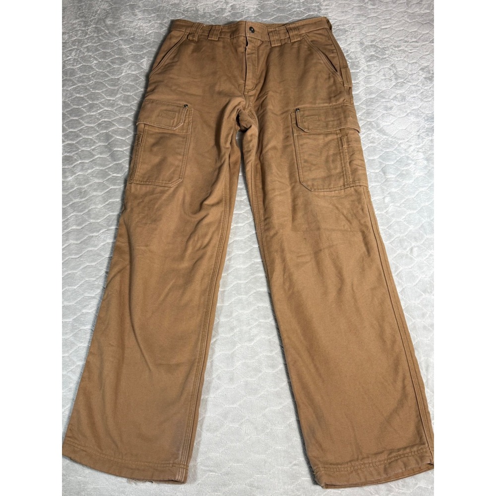 Duluth Trading Co Brown Flannel Lined Cargo Workwear Pants Mens 34x34